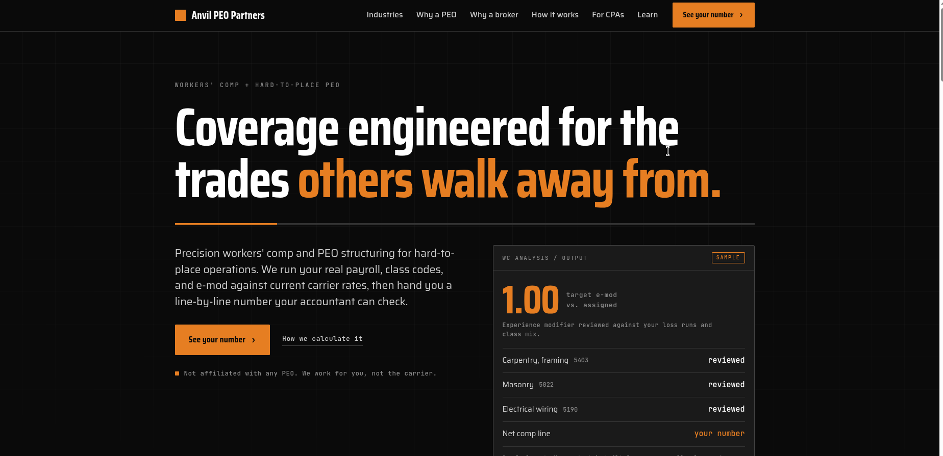 Anvil PEO Partners website example