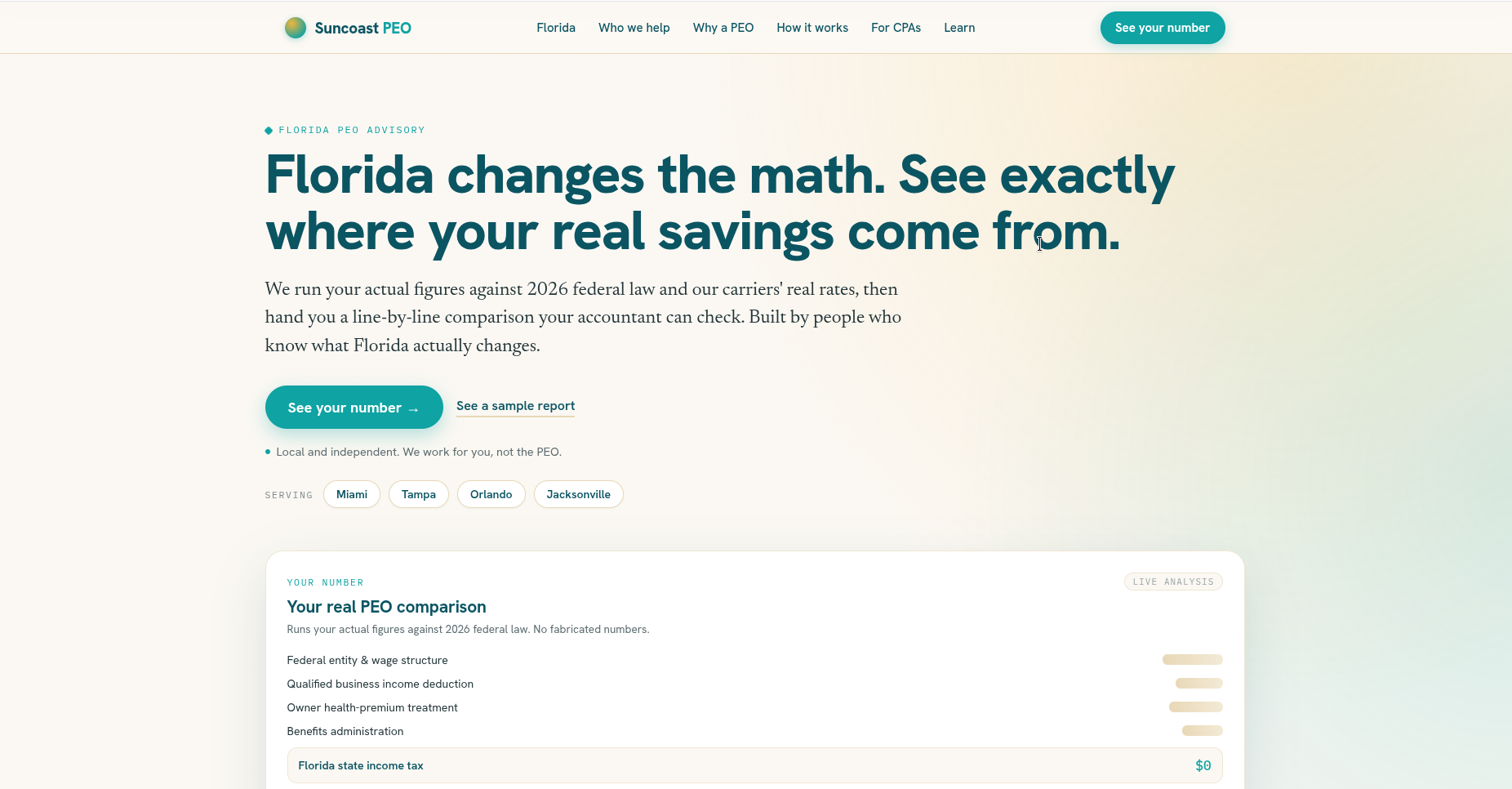 Suncoast PEO website example