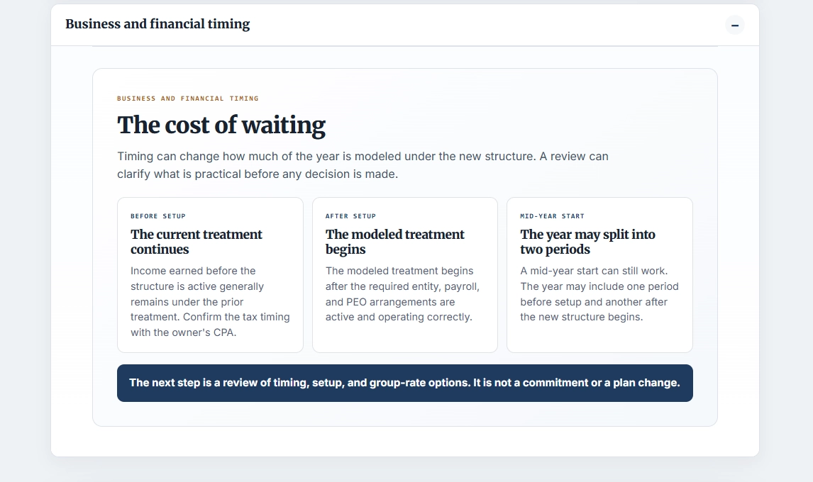Shows the cost of waiting report preview