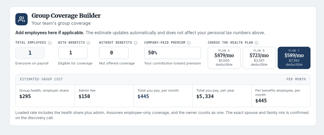 Group Coverage Builder section